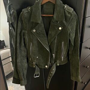 Blank NYC Dark Green Suede Moto Jacket